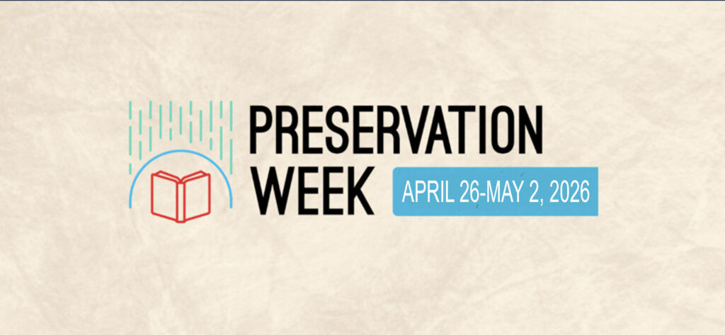 Preservation week logo on a crinkled paper background