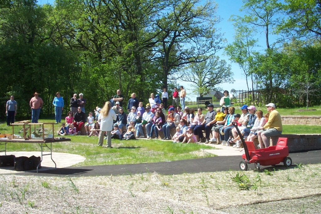 Hawks Bluff amphitheater in use.