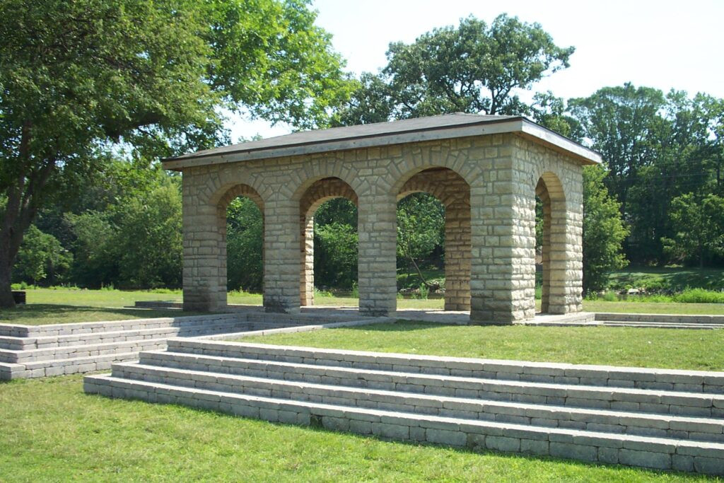 Clark Island Recreation Area showing rentable pavilion.