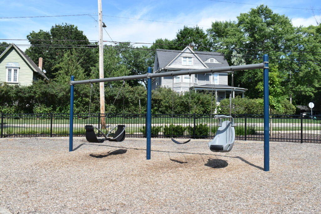 Washington Park swings with swings for infants and older children.
