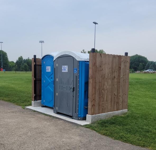 Porty potty coral featuring two poties