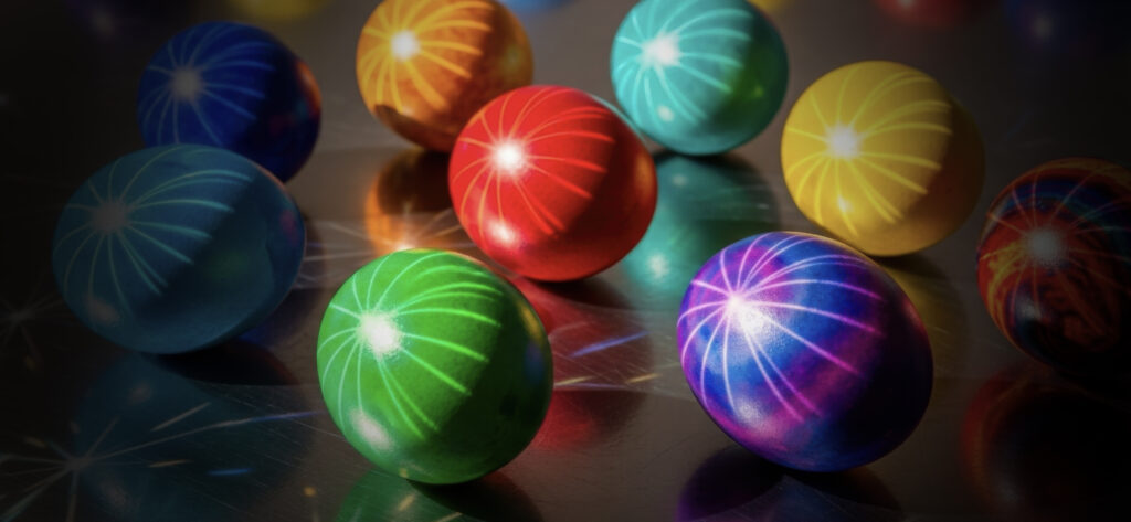 Colorful eggs in a spotlight
