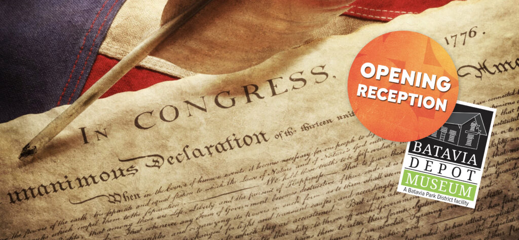 Opening reception splash image over the declaration of independence