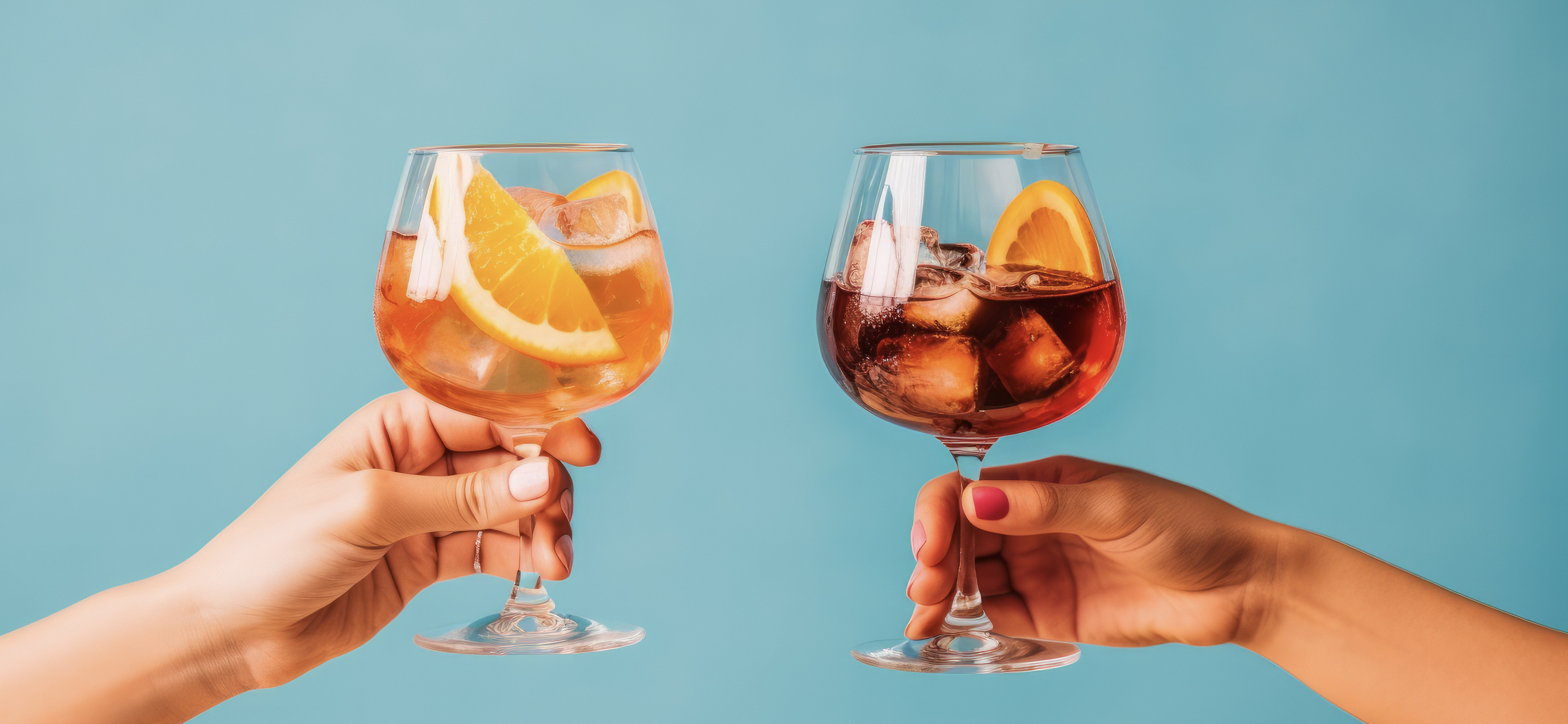 Two people toasting coctails