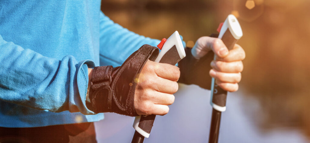 Nordic Walker using poles