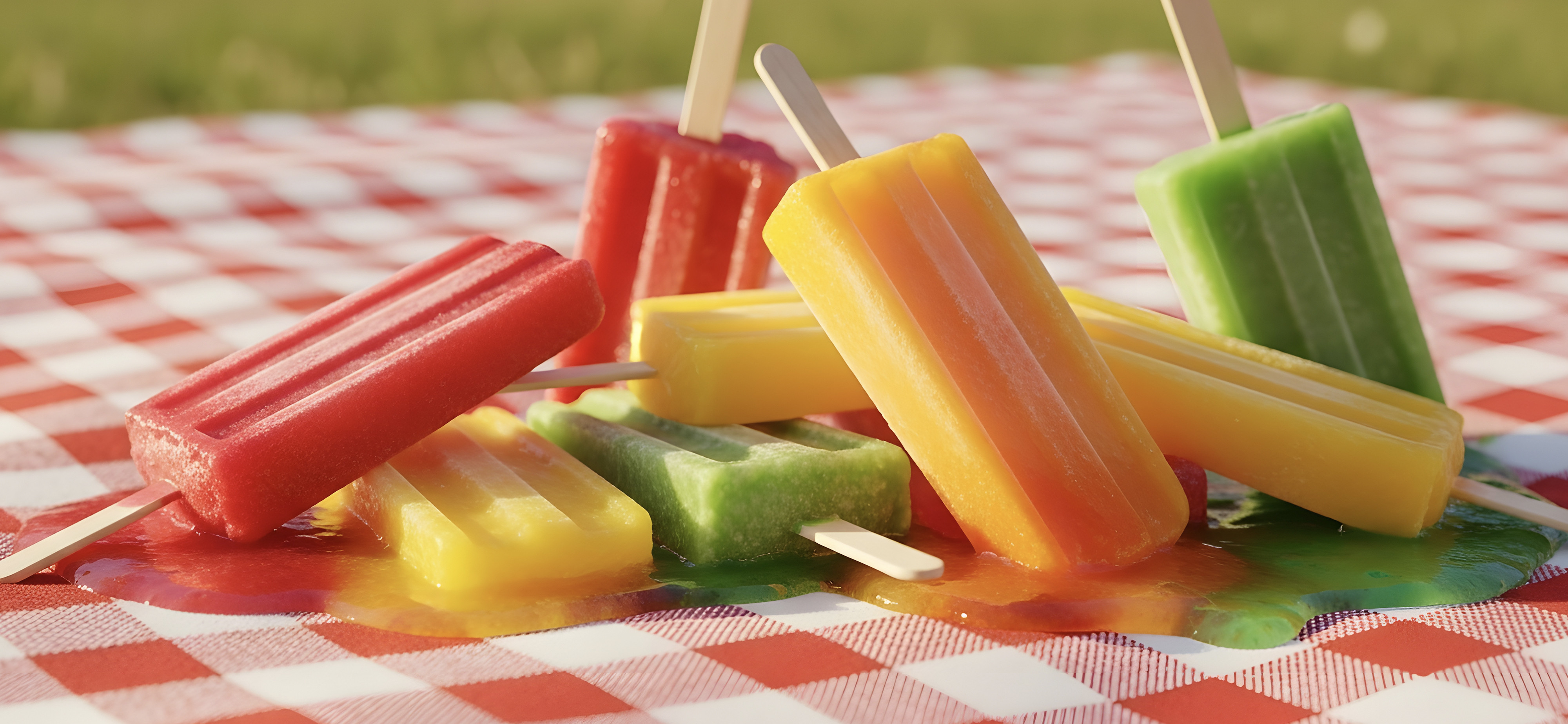 Popsicles on a tablecloth